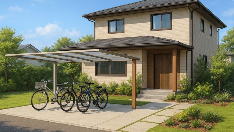 山形県の戸建て外構に施工されたサイクルポートのイメージ