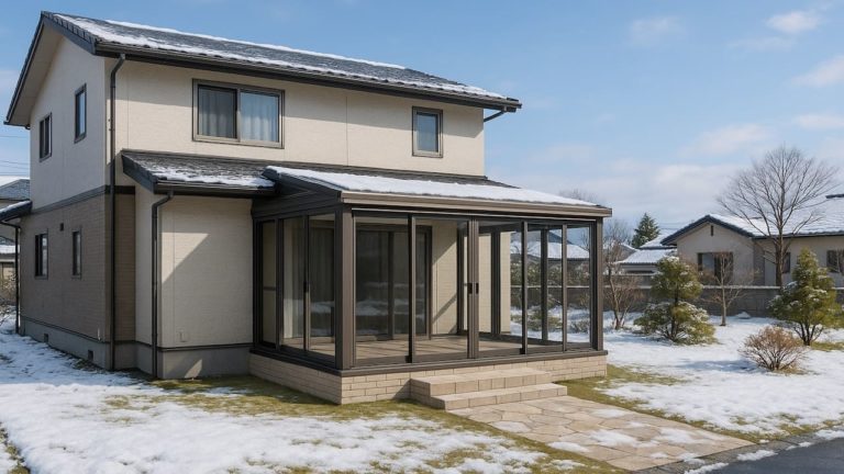 山形県の戸建て外構に施工されたテラス囲い・サンルームのイメージ