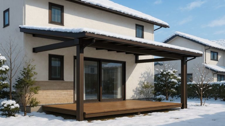 山形県の戸建て外構に施工されたテラス屋根のイメージ