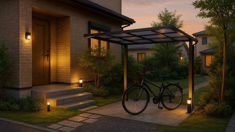 山口県の戸建て外構に施工された自転車置き場のイメージ