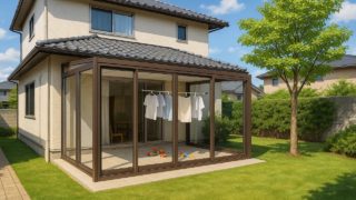 山口県の戸建て外構に施工されたテラス囲い・サンルームのイメージ