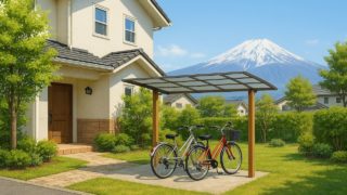 山梨県の戸建て外構に施工された自転車置き場のイメージ