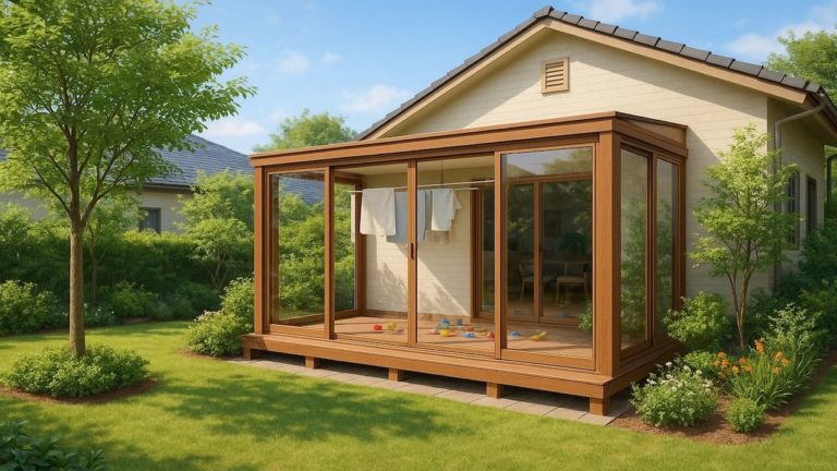 山梨県の戸建て外構に施工されたテラス囲い・サンルームのイメージ