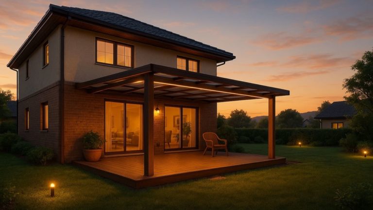 山梨県の戸建て外構に施工されたテラス屋根のイメージ