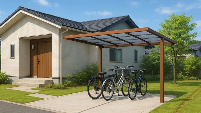 大和市の戸建て外構に施工されたサイクルポートのイメージ