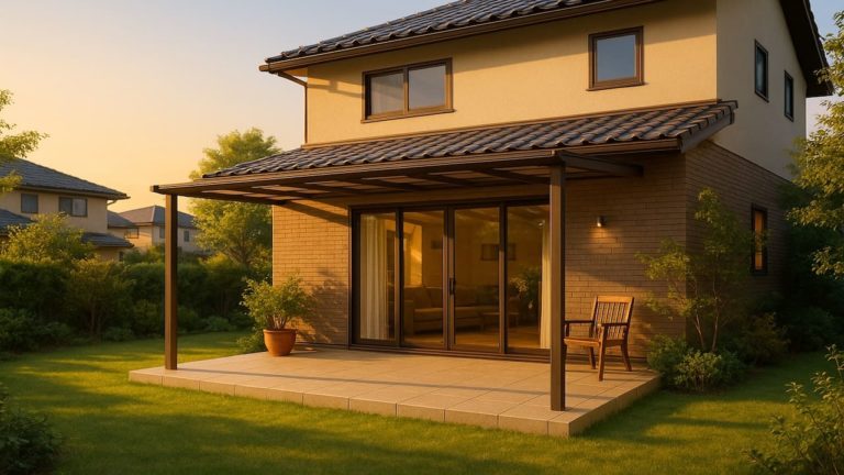 大和市の戸建て外構に施工されたテラス屋根のイメージ