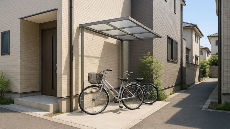 八尾市の戸建て外構に施工された自転車置き場のイメージ