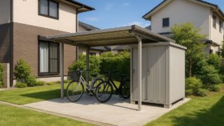 弥富市の戸建て外構に施工された自転車置き場のイメージ