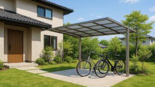 八代市の戸建て外構に施工された自転車置き場のイメージ