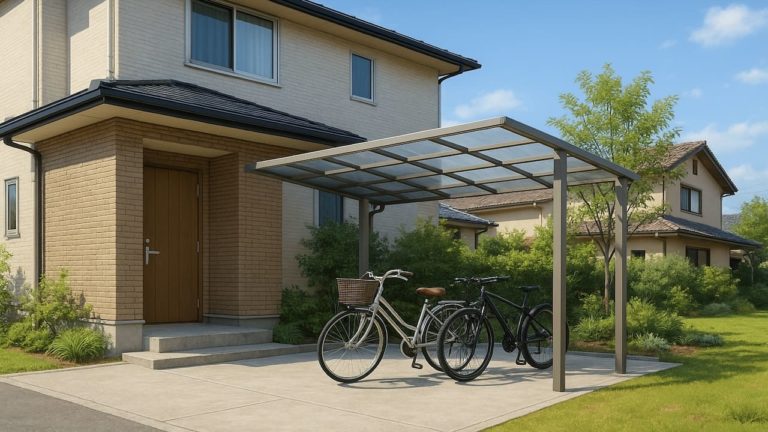 八代市の戸建て外構に施工されたサイクルポートのイメージ