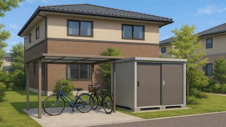 四日市市の戸建て外構に施工された自転車置き場のイメージ