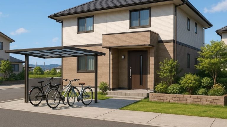 四日市市の戸建て外構に施工されたサイクルポートのイメージ