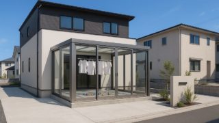 【四日市市】テラス囲い・サンルームの工事相場|掃除が楽になる仕上げ方5選 四日市市の戸建て外構に施工されたテラス囲い・サンルームのイメージ