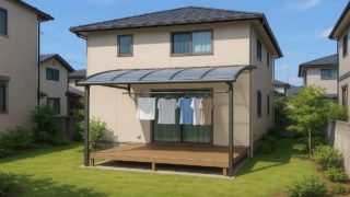 【四日市市】テラス屋根の費用感|実際の利用者のリアルな体験談 四日市市の戸建て外構に施工されたテラス屋根のイメージ