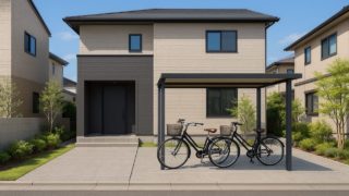 横浜市の戸建て外構に施工された自転車置き場のイメージ