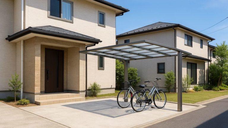 横浜市の戸建て外構に施工されたサイクルポートのイメージ