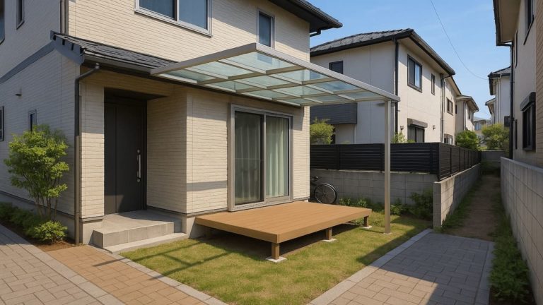 横浜市の戸建て外構に施工されたテラス屋根のイメージ