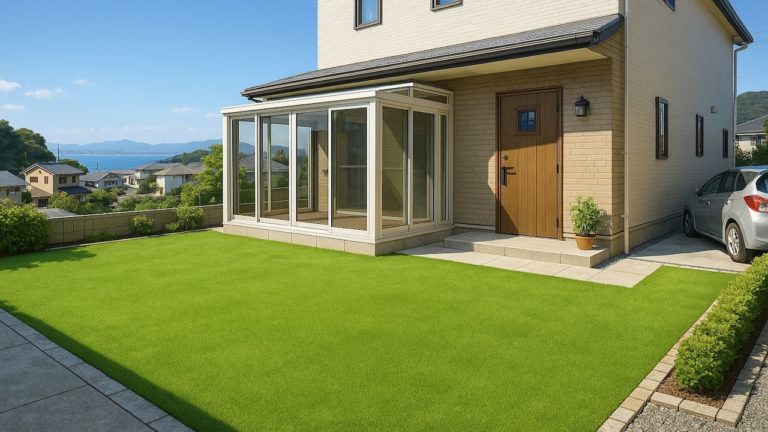 横須賀市の戸建て外構に施工された人工芝のイメージ