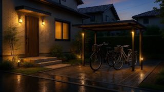 横須賀市の戸建て外構に施工された自転車置き場のイメージ