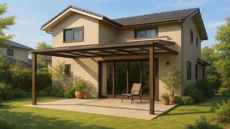 横須賀市の戸建て外構に施工されたテラス屋根のイメージ