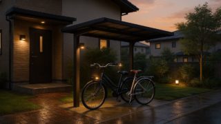 座間市の戸建て外構に施工された自転車置き場のイメージ