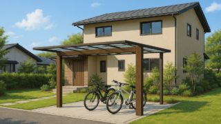 座間市の戸建て外構に施工されたサイクルポートのイメージ