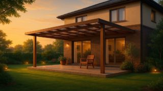 座間市の戸建て外構に施工されたテラス屋根のイメージ