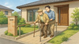 我孫子市の戸建てに施工されたバリアフリー外構のイメージ