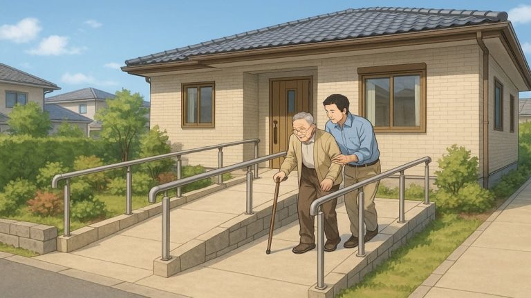 上尾市の戸建てに施工されたバリアフリー外構のイメージ