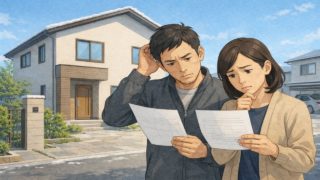 上尾市で夫婦が外構見積もりで悩んでいるイメージ