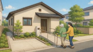 愛知県の戸建てに施工されたバリアフリー外構のイメージ