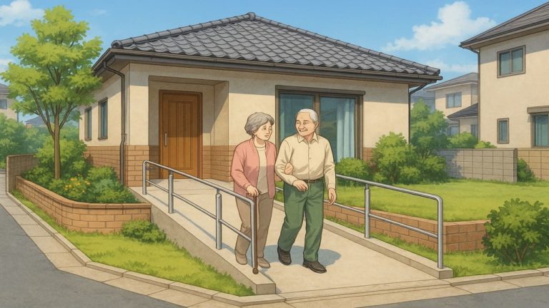 明石市の戸建てに施工されたバリアフリー外構のイメージ