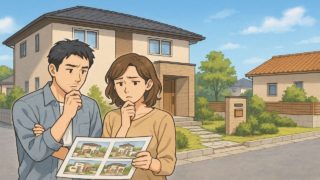 明石市で夫婦が外構業者の選び方と探し方を考えているイメージ