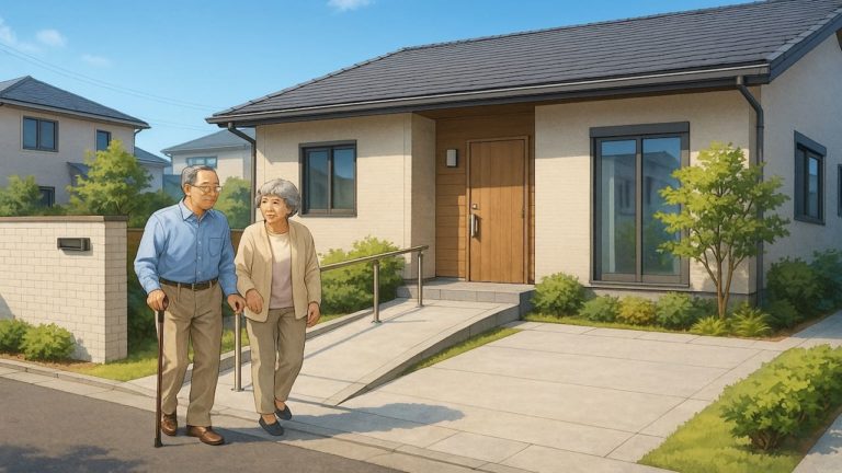 昭島市の戸建てに施工されたバリアフリー外構のイメージ