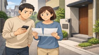 昭島市で夫婦が外構見積もりで悩んでいるイメージ