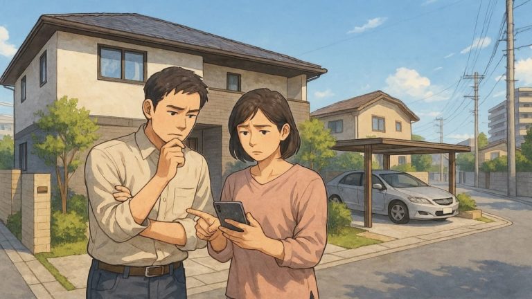 尼崎市で夫婦が外構業者の選び方と探し方を考えているイメージ