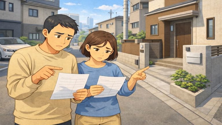 尼崎市で夫婦が外構見積もりで悩んでいるイメージ