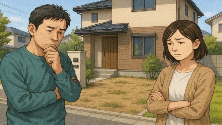 尼崎市の外構工事の失敗にがっかりする夫婦のイメージ