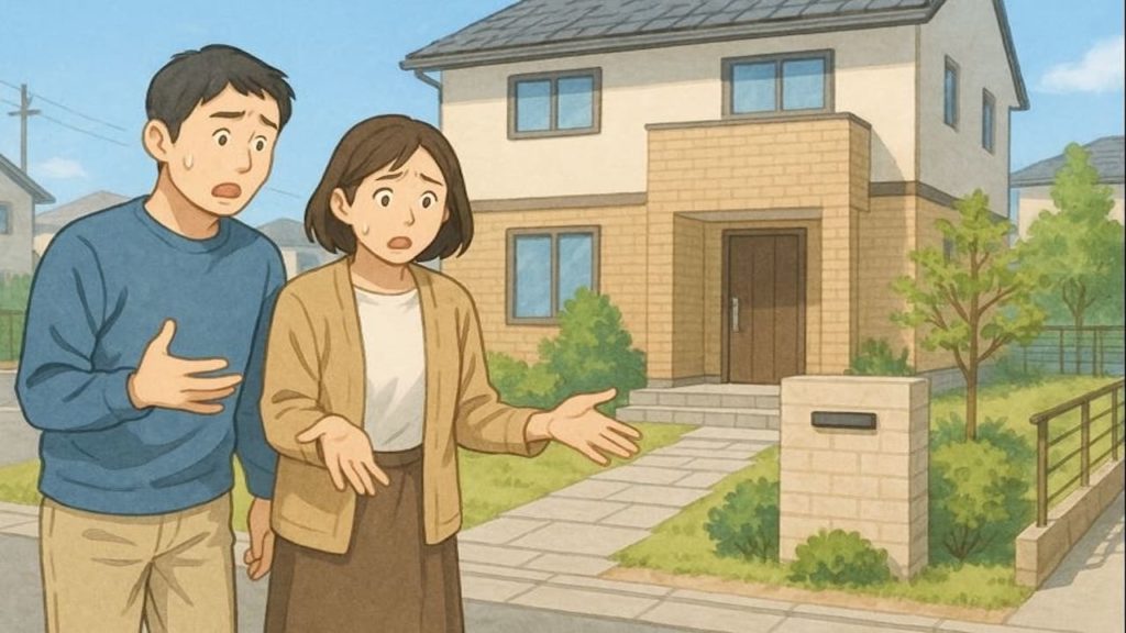 尼崎市で夫婦が外構トラブルで困っているイメージ