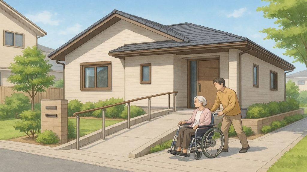 安城市の戸建てに施工されたバリアフリー外構のイメージ