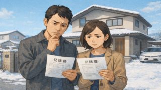 青森県で夫婦が外構見積もりで悩んでいるイメージ