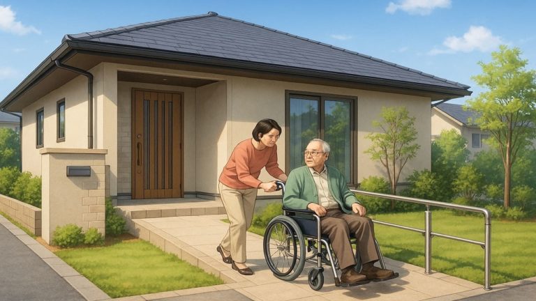 朝霞市の戸建てに施工されたバリアフリー外構のイメージ