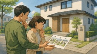 朝霞市で夫婦が外構業者の選び方と探し方を考えているイメージ