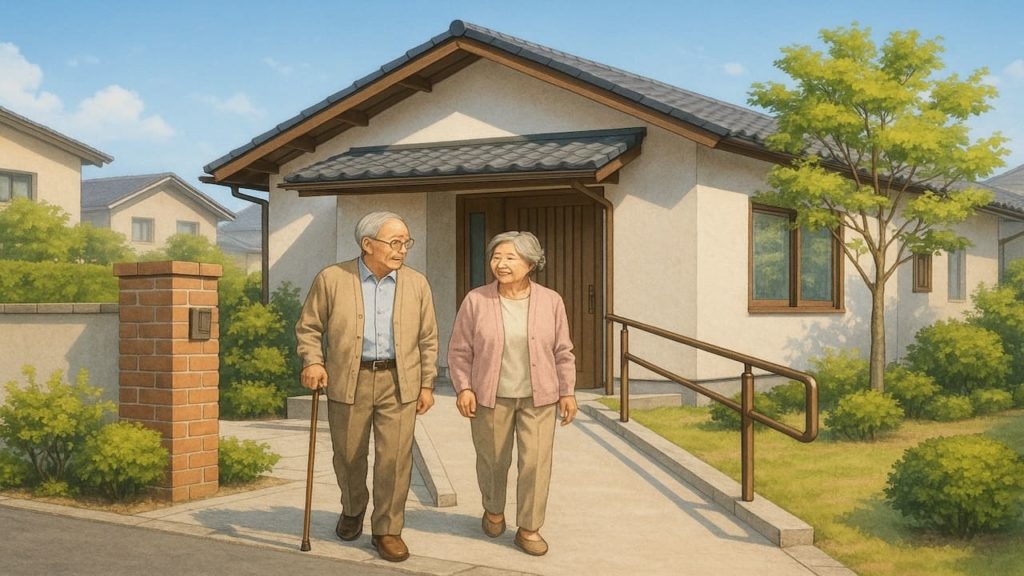 足利市の戸建てに施工されたバリアフリー外構のイメージ