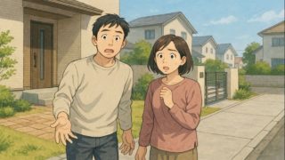 厚木市で夫婦が外構トラブルで困っているイメージ