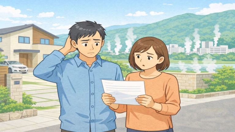 別府市で夫婦が外構見積もりで悩んでいるイメージ