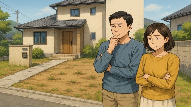 別府市の外構工事の失敗にがっかりする夫婦のイメージ