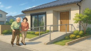 【茅ヶ崎市】外構バリアフリー対応の注意点5つ|駐車場から玄関まで楽に動く 茅ヶ崎市の戸建てに施工されたバリアフリー外構のイメージ