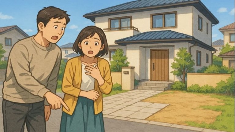 茅ヶ崎市で夫婦が外構トラブルで困っているイメージ