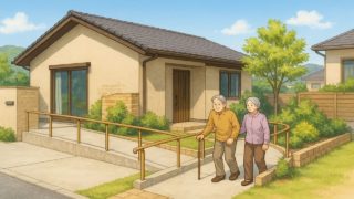 筑紫野市の戸建てに施工されたバリアフリー外構のイメージ